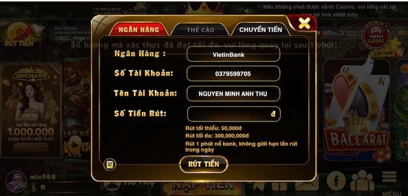 Thanh toán nạp rút tại nền tảng siêu tốc